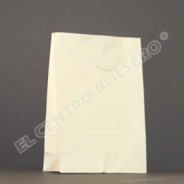 bolsas de papel kraft blanco con ojillos metalicos y asas de papel torcido #2b