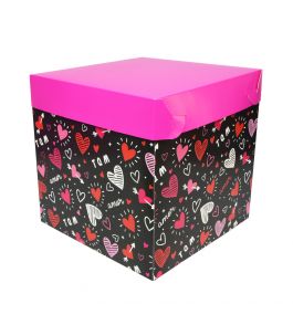 caja de carton caple cubo 15x15 corazones
