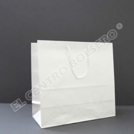 bolsas de papel couche blanco con asas de macrame extra grande