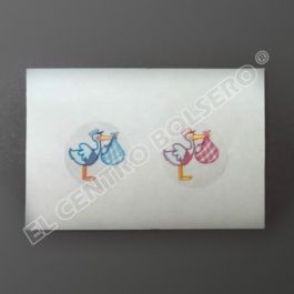 sellos transparentes cigüeña azul y rosa