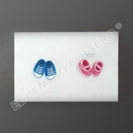 sellos transparentes zapatitos azul y rosa.