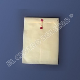 sobres bolsa de papel ante (folder) con rondana e hilo y solapa engomada 26x34x90
