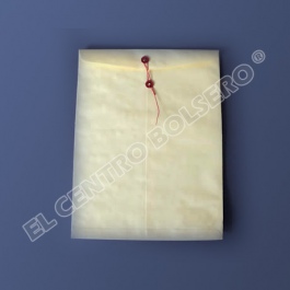 sobres bolsa de papel ante (ministro) con rondana e hilo y solapa engomada 30x39x90