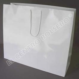 bolsas de papel blanco laminado con asas de macrame extra jumbo