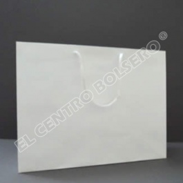 bolsas de papel bond blanco con asas de macrame boutique grande