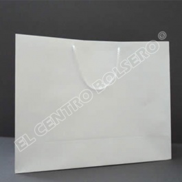 bolsas de papel bond blanco con asas de macrame boutique jumbo