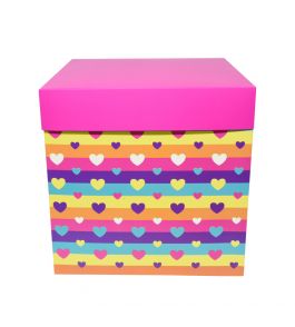 caja de carton caple cubo 22x22 corazones