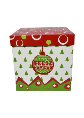 caja cubo rigida 20x20 navideña