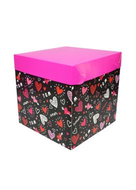 caja de carton caple cubo 15x15 corazones